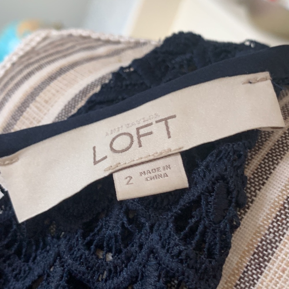 Loft Navy Blue Lace Overlay Sleeveless Dress - Picture 8 of 9